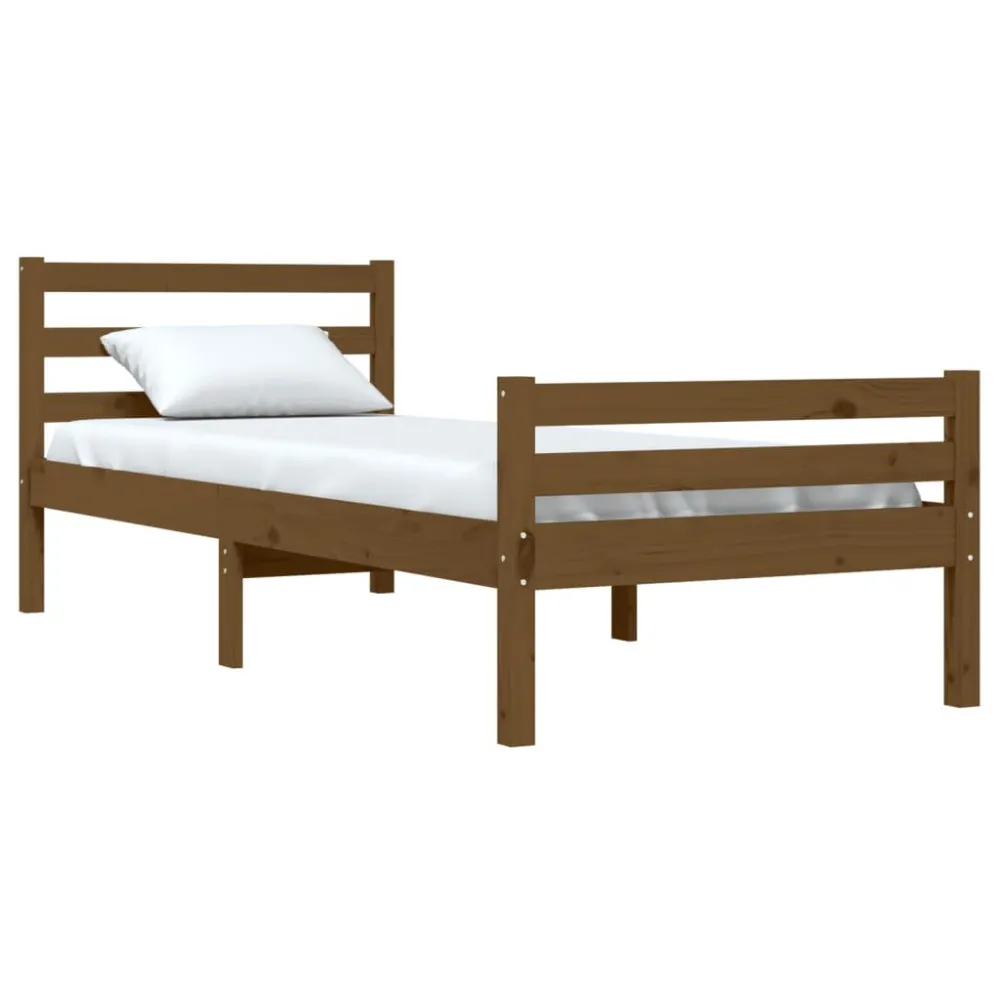 Bedframe massief hout honingbruin 100x200 cm