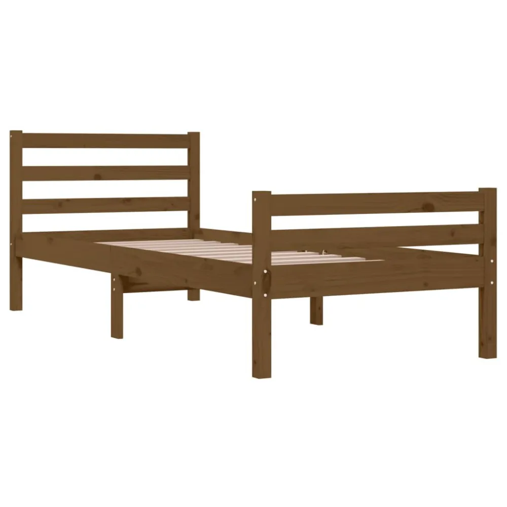 Bedframe massief hout honingbruin 100x200 cm