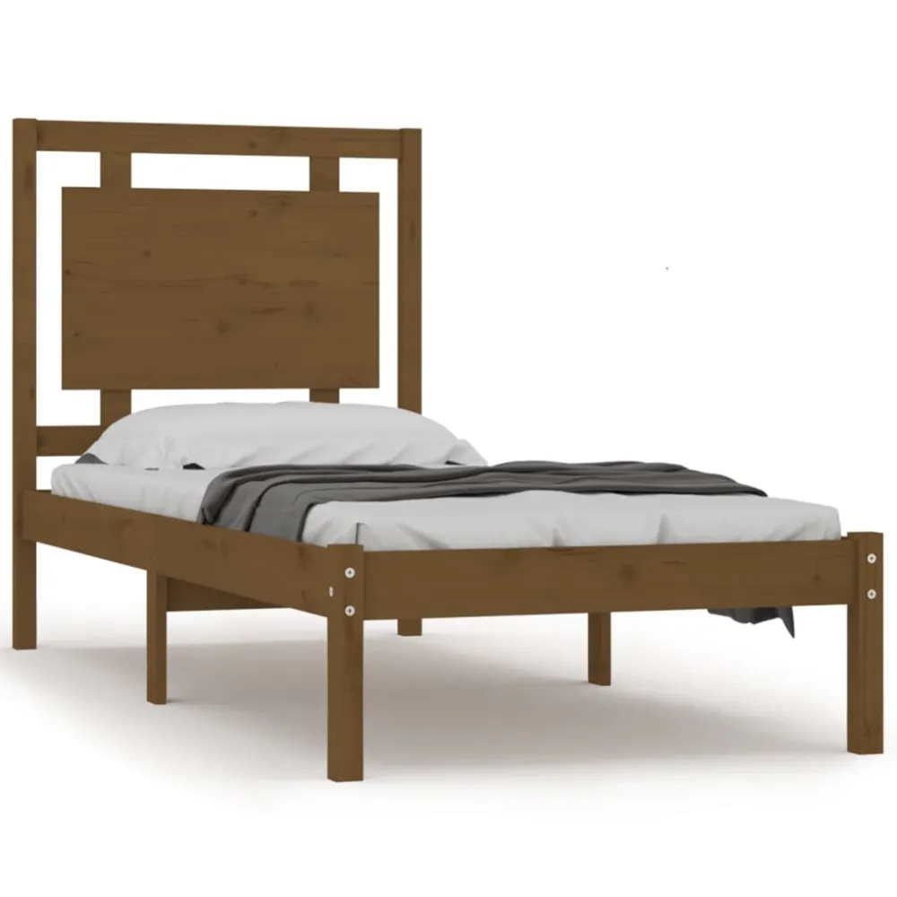 Bedframe massief hout honingbruin 100x200 cm