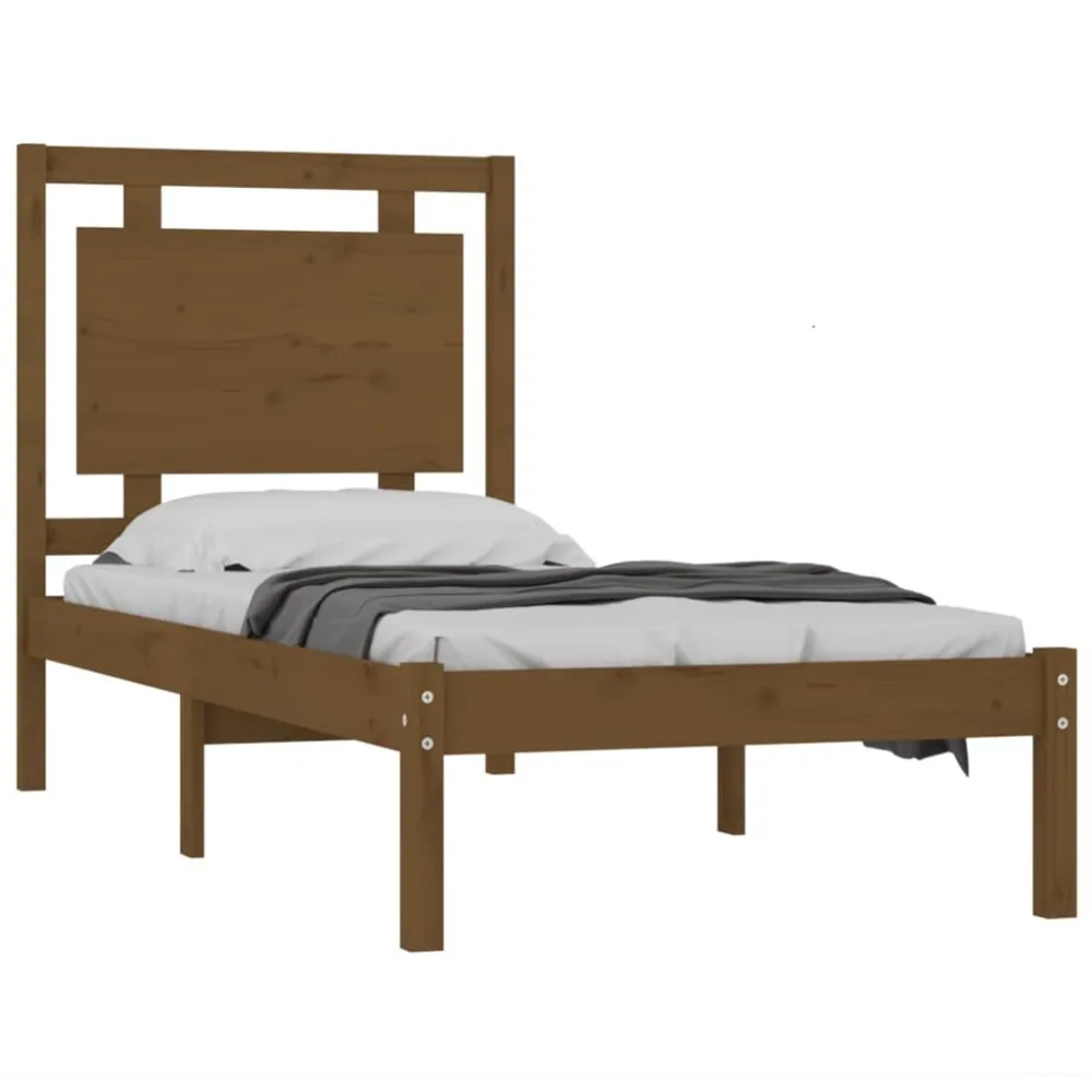 Bedframe massief hout honingbruin 100x200 cm