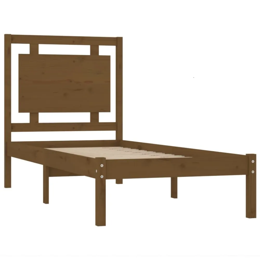 Bedframe massief hout honingbruin 100x200 cm