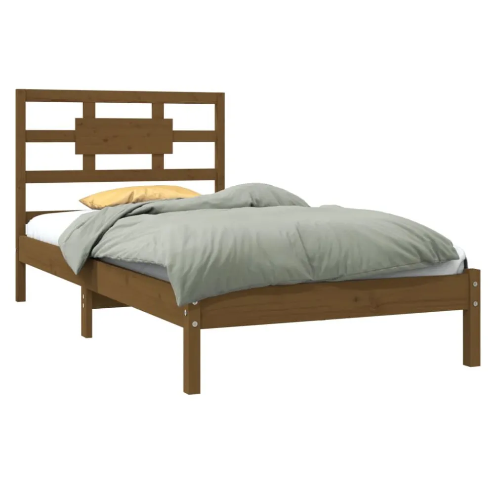 Bedframe massief hout honingbruin 100x200 cm