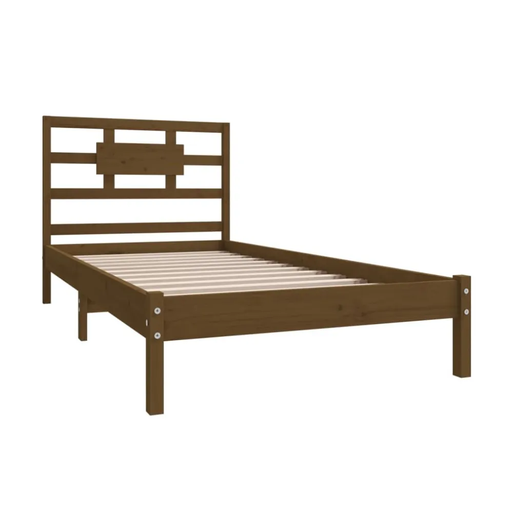 Bedframe massief hout honingbruin 100x200 cm