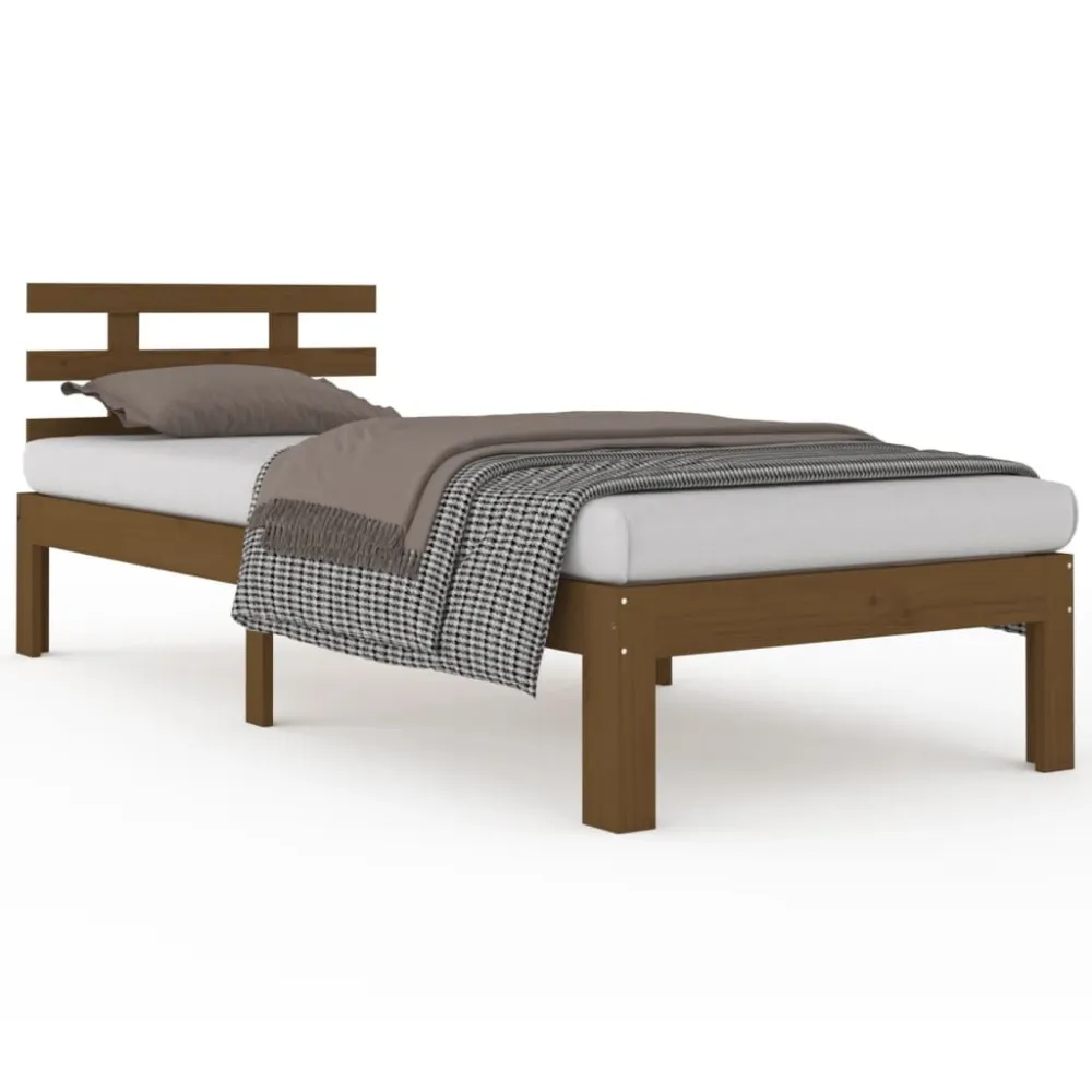 Bedframe massief hout honingbruin 100x200 cm