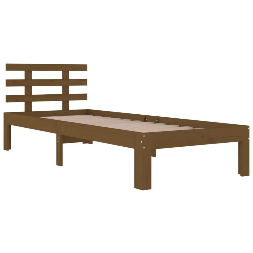 Bedframe massief hout honingbruin 100x200 cm
