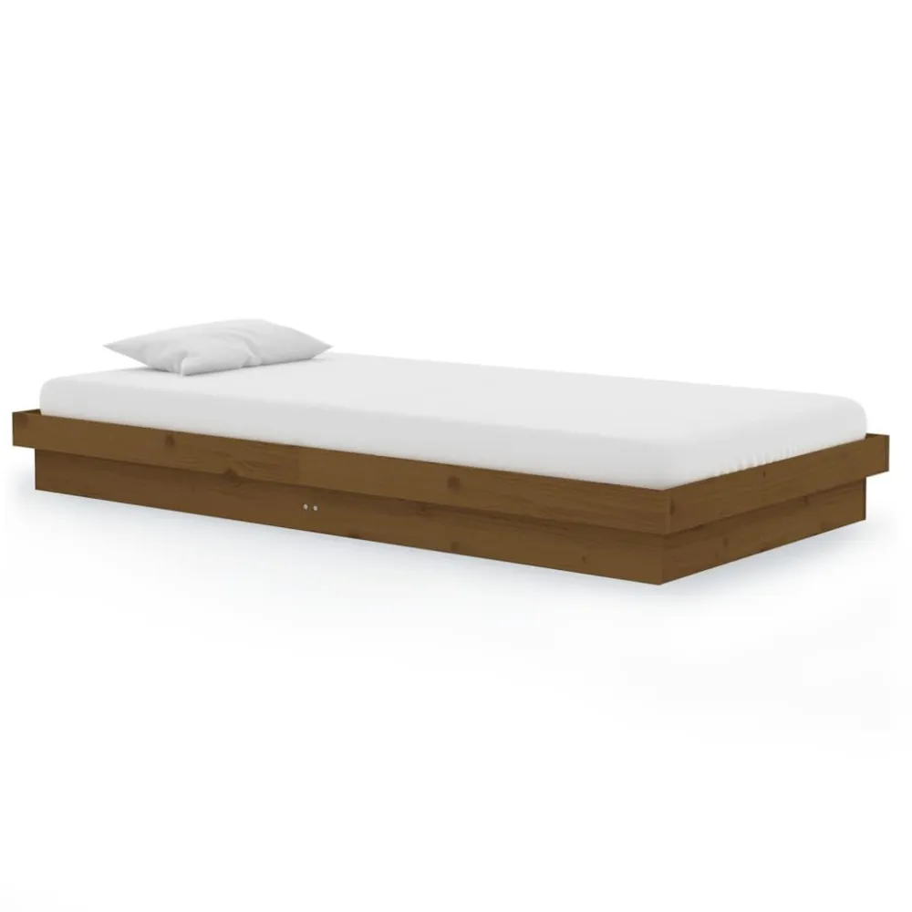 Bedframe massief hout honingbruin 100x200 cm