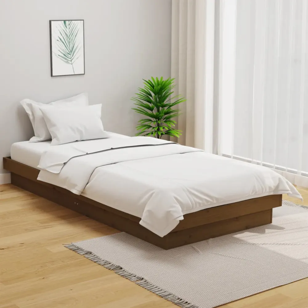 Bedframe massief hout honingbruin 100x200 cm