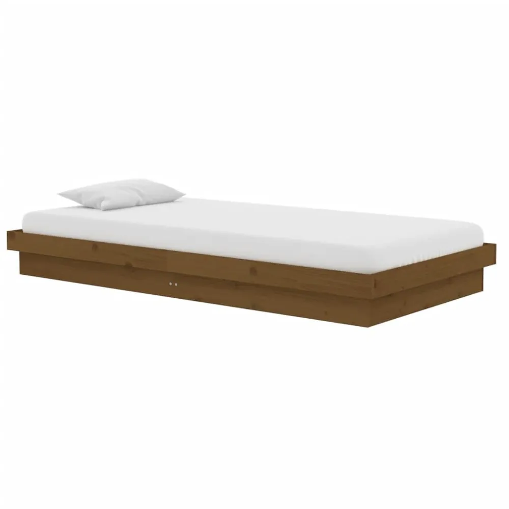 Bedframe massief hout honingbruin 100x200 cm