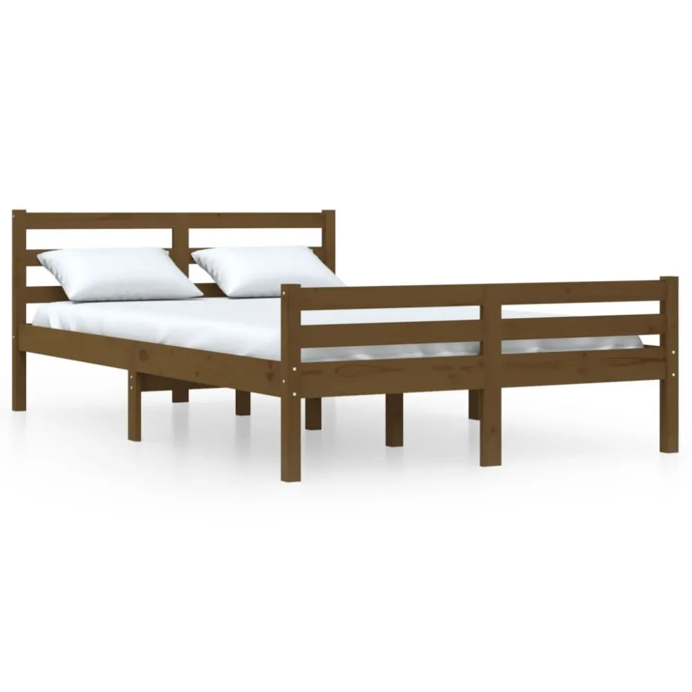 Bedframe massief hout honingbruin 120x190 cm