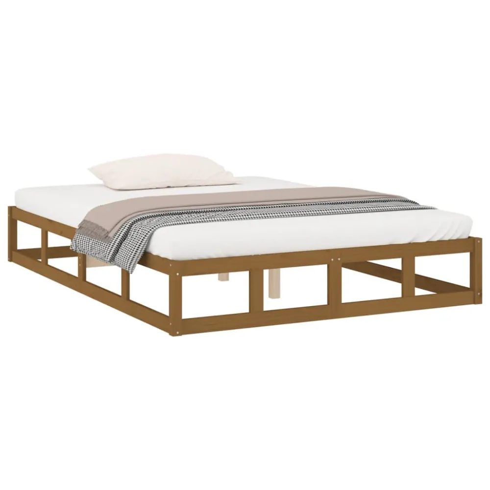 Bedframe massief hout honingbruin 120x190 cm