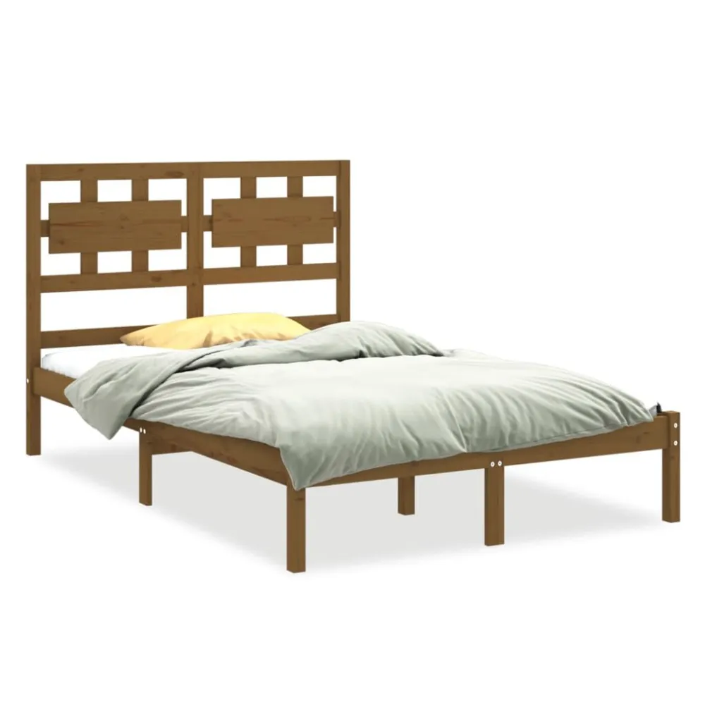 Bedframe massief hout honingbruin 120x200 cm