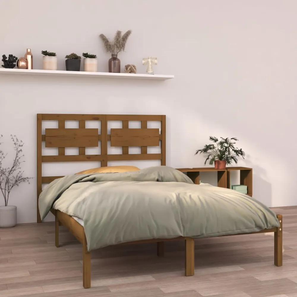 Bedframe massief hout honingbruin 120x200 cm