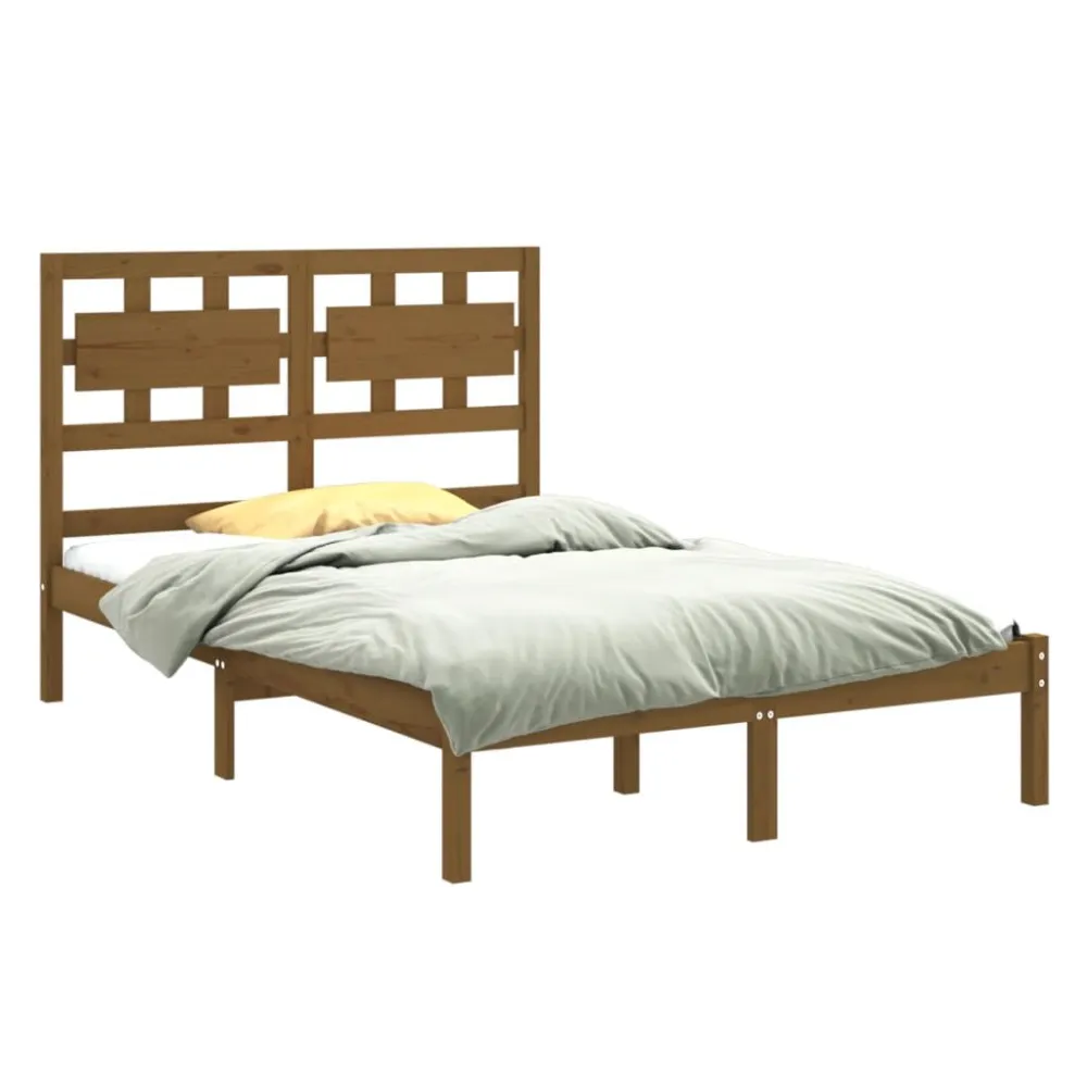 Bedframe massief hout honingbruin 120x200 cm