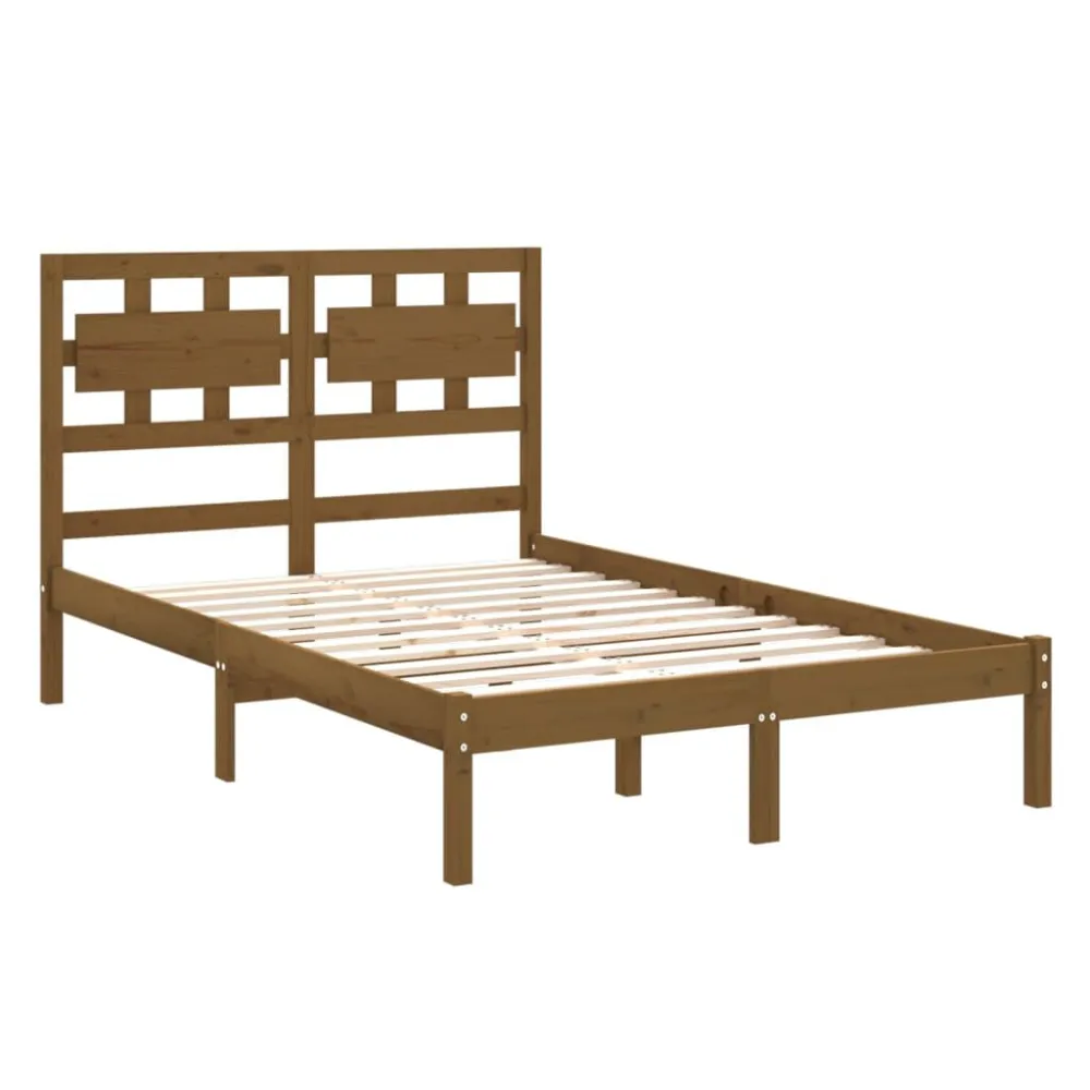 Bedframe massief hout honingbruin 120x200 cm