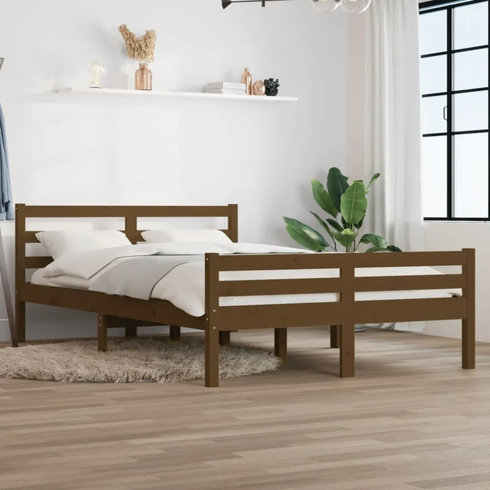 Bedframe massief hout honingbruin 120x200 cm