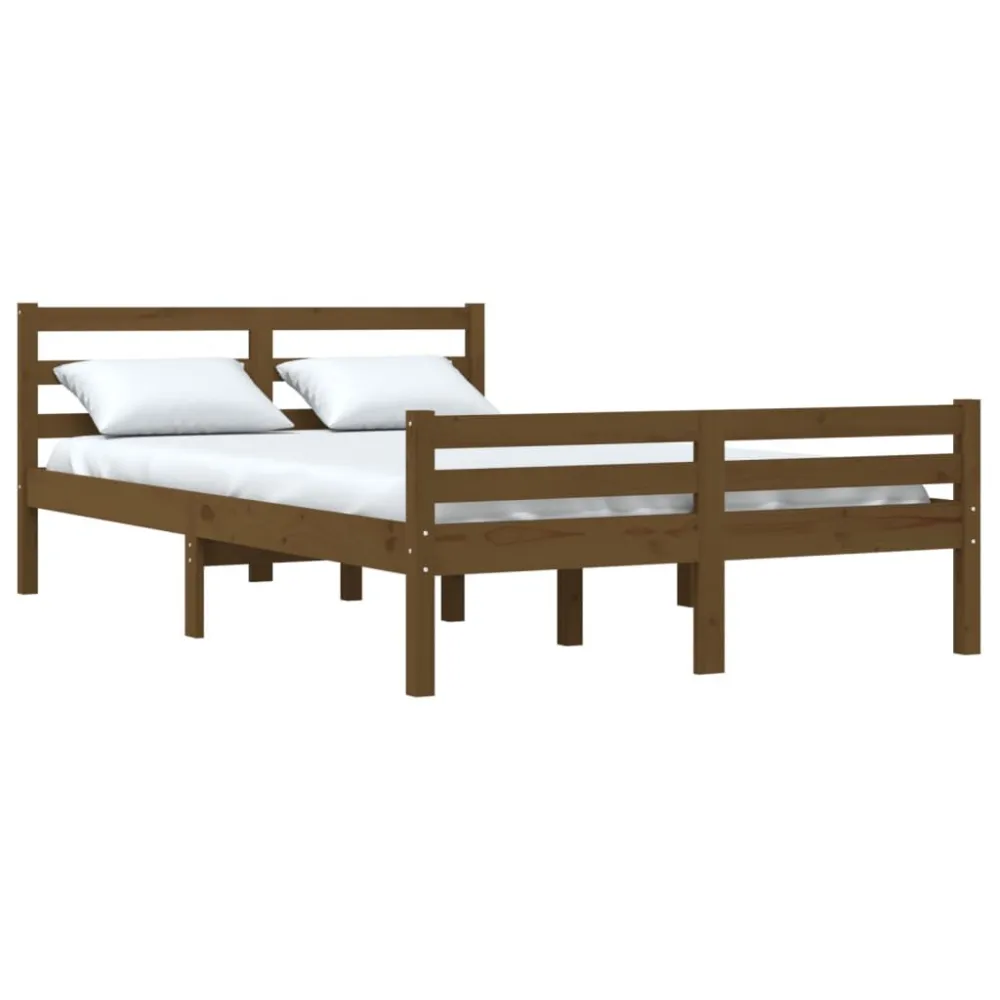 Bedframe massief hout honingbruin 120x200 cm