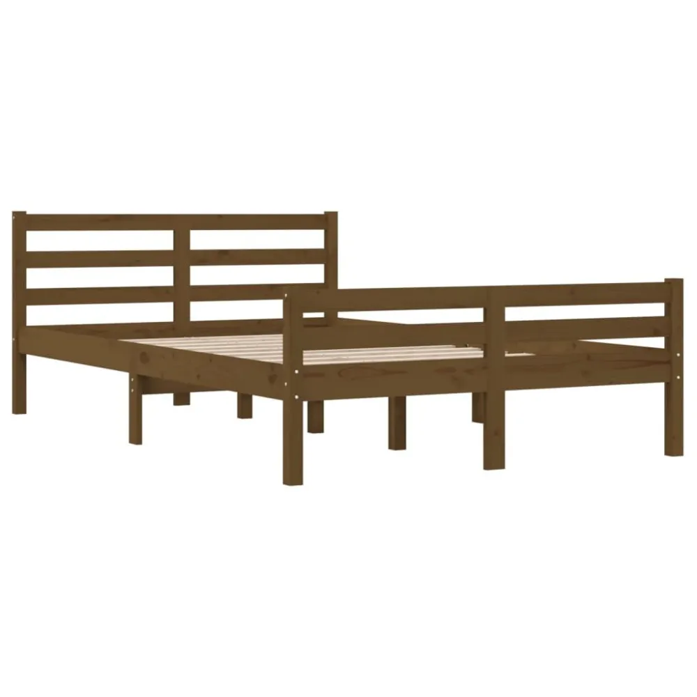 Bedframe massief hout honingbruin 120x200 cm