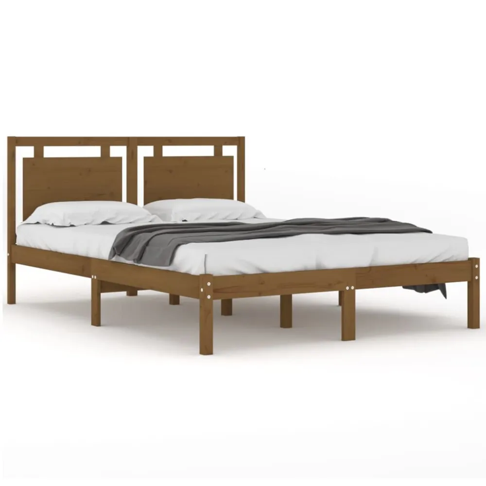 Bedframe massief hout honingbruin 120x200 cm