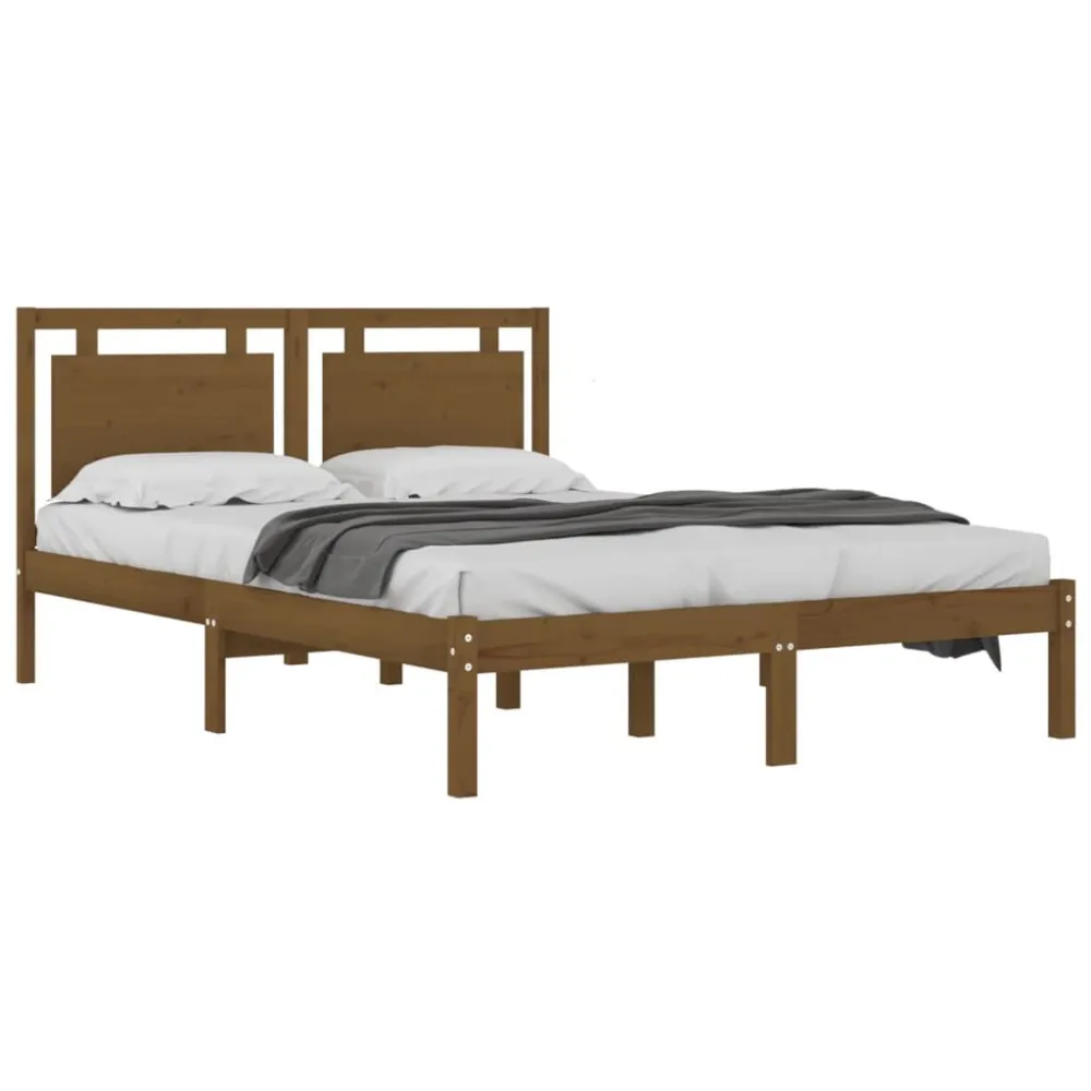 Bedframe massief hout honingbruin 120x200 cm