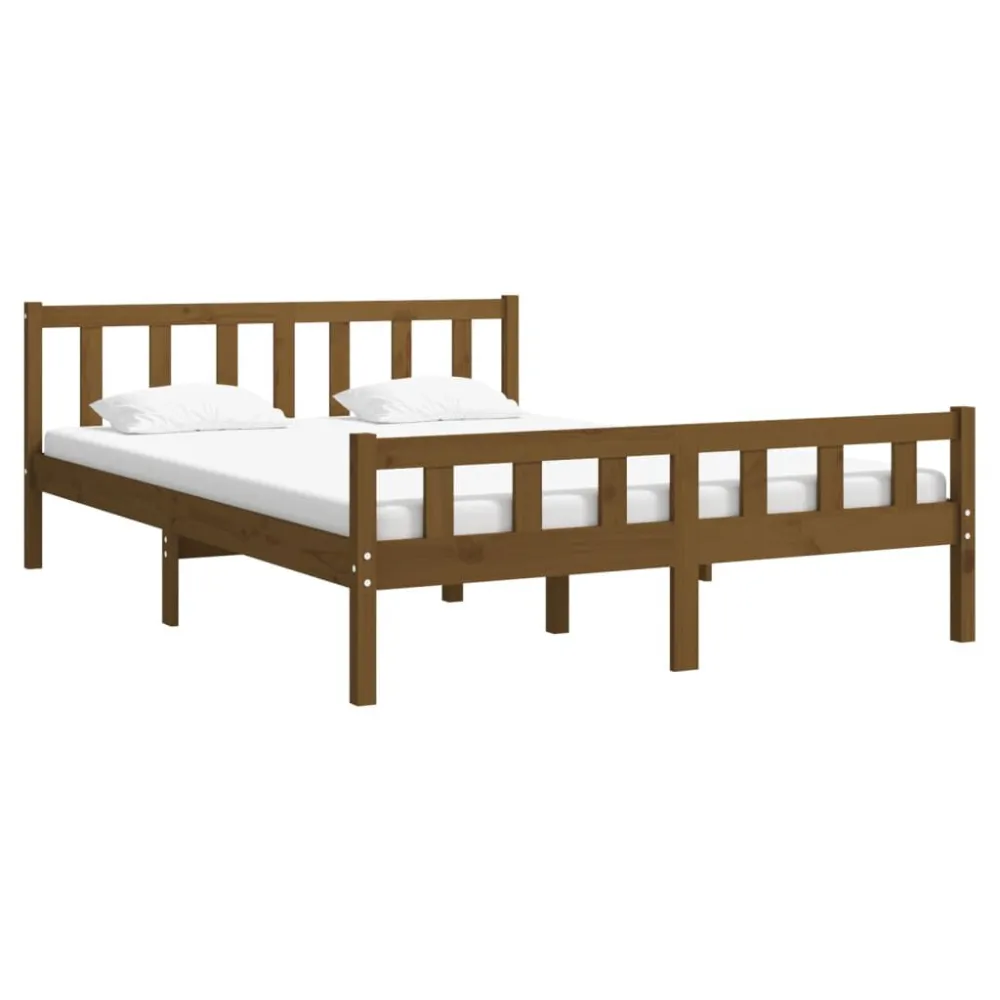 Bedframe massief hout honingbruin 120x200 cm