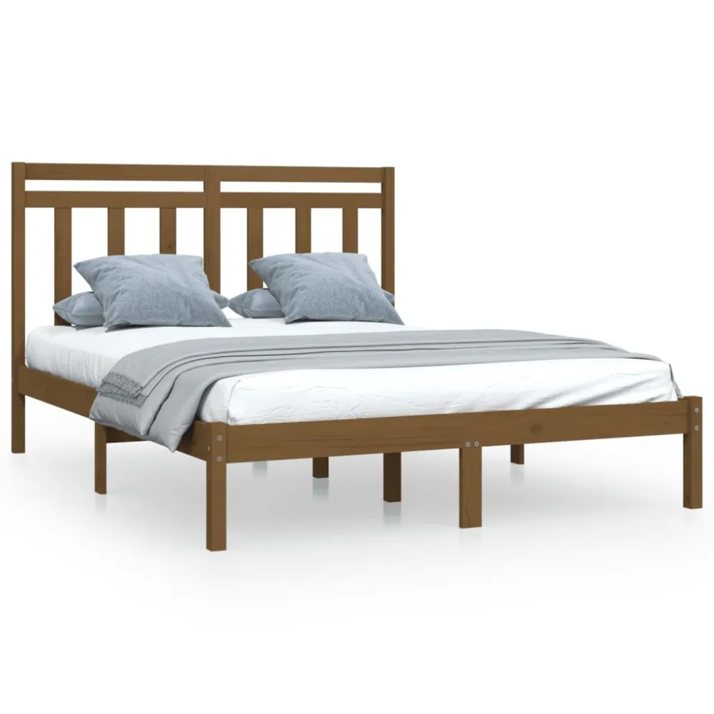Bedframe massief hout honingbruin 120x200 cm