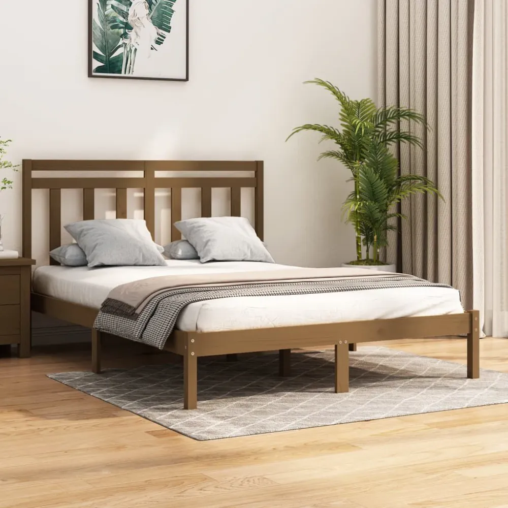 Bedframe massief hout honingbruin 120x200 cm