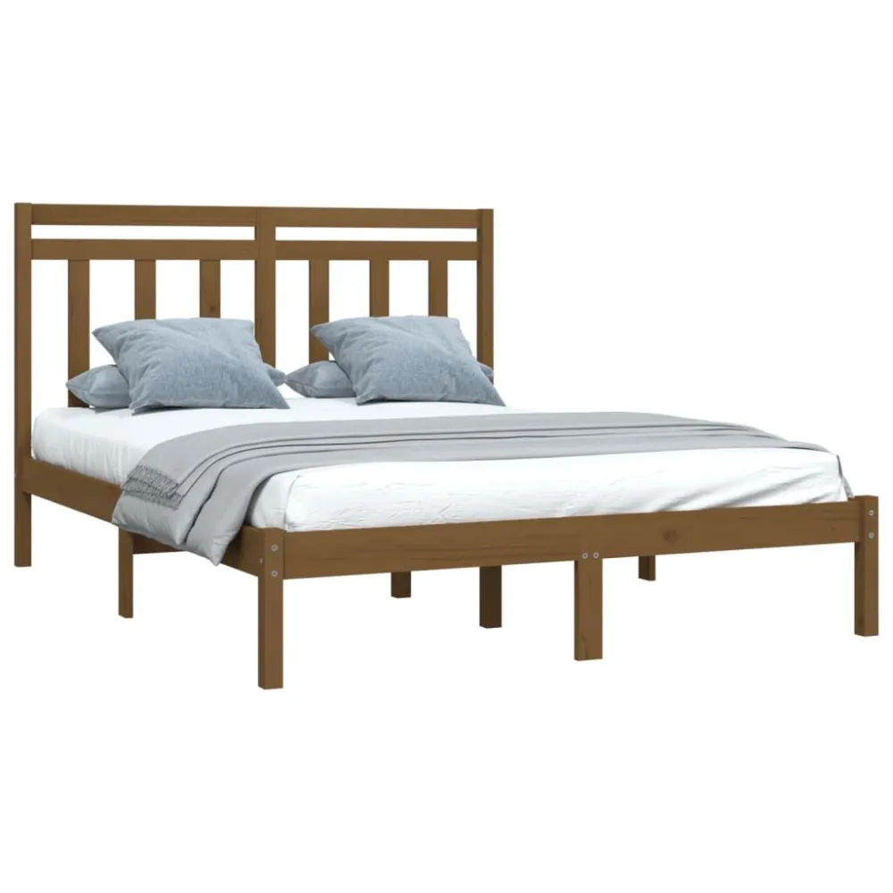 Bedframe massief hout honingbruin 120x200 cm