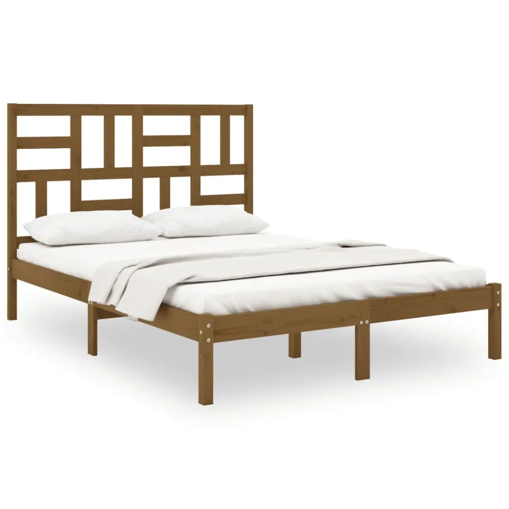 Bedframe massief hout honingbruin 120x200 cm