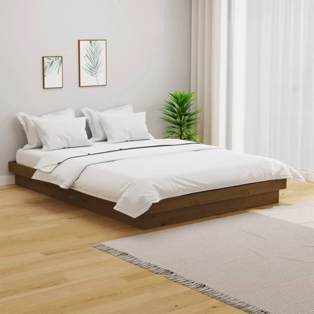 Bedframe massief hout honingbruin 120x200 cm
