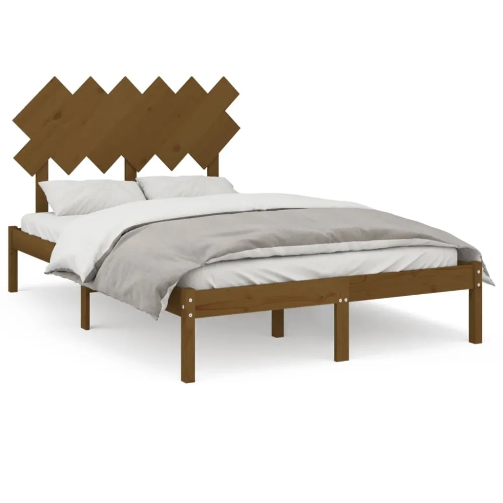 Bedframe massief hout honingbruin 120x200 cm