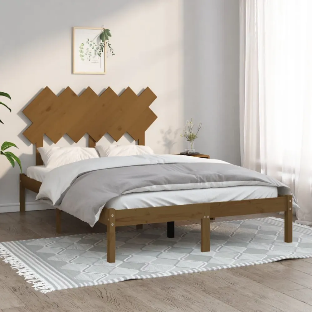 Bedframe massief hout honingbruin 120x200 cm