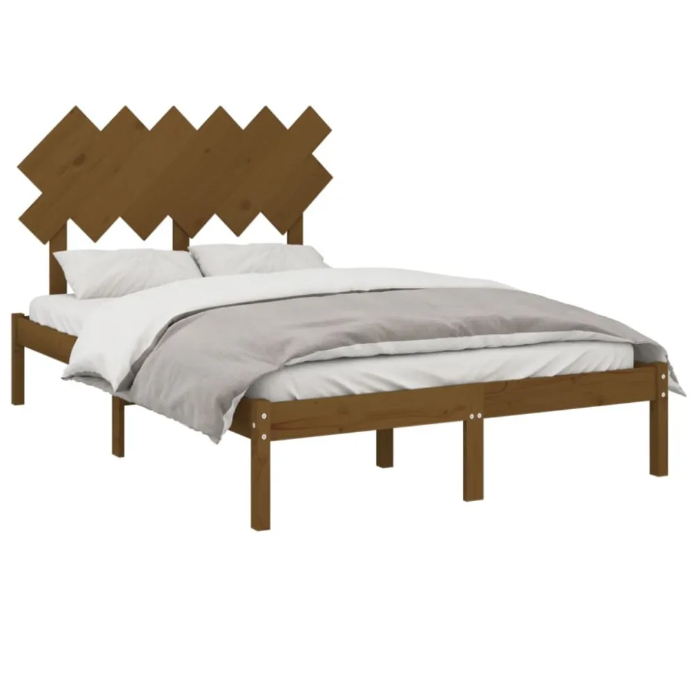 Bedframe massief hout honingbruin 120x200 cm