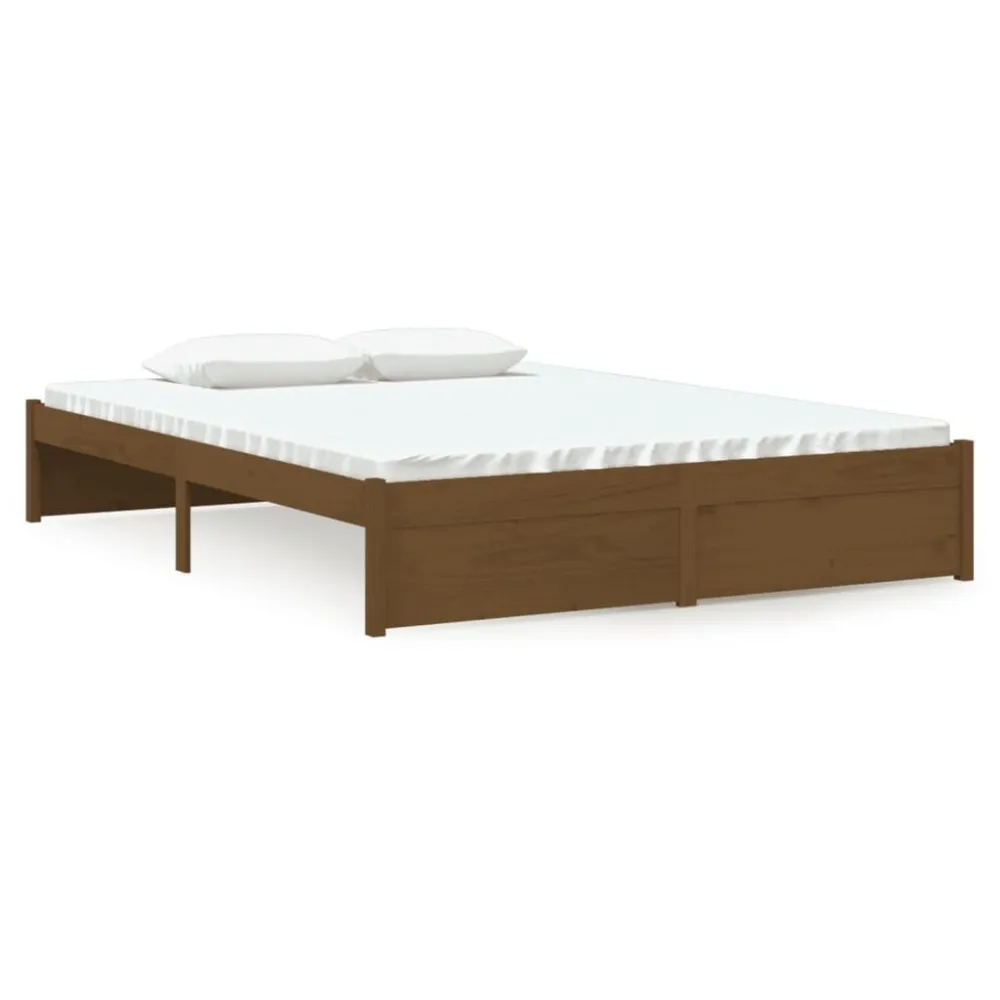 Bedframe massief hout honingbruin 135x190 cm