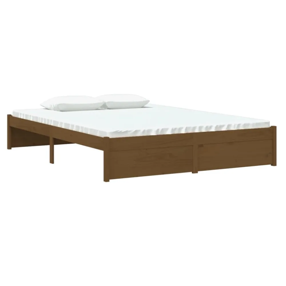 Bedframe massief hout honingbruin 135x190 cm