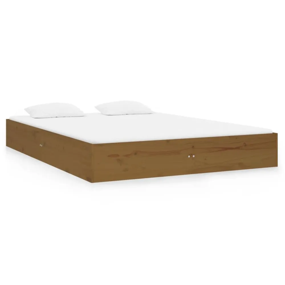 Bedframe massief hout honingbruin 135x190 cm