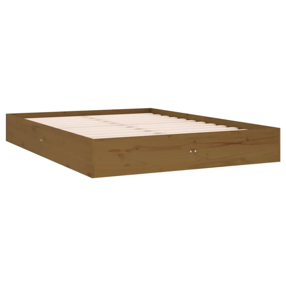 Bedframe massief hout honingbruin 135x190 cm