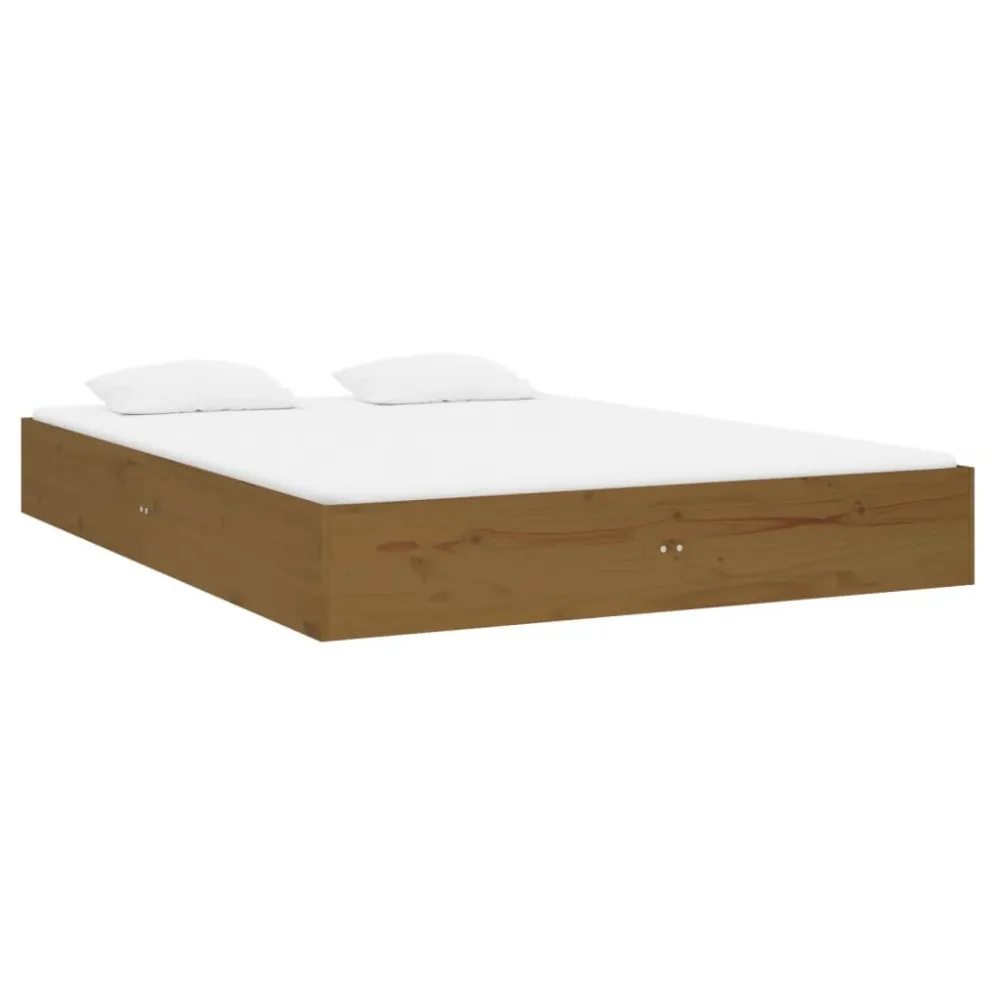 Bedframe massief hout honingbruin 135x190 cm