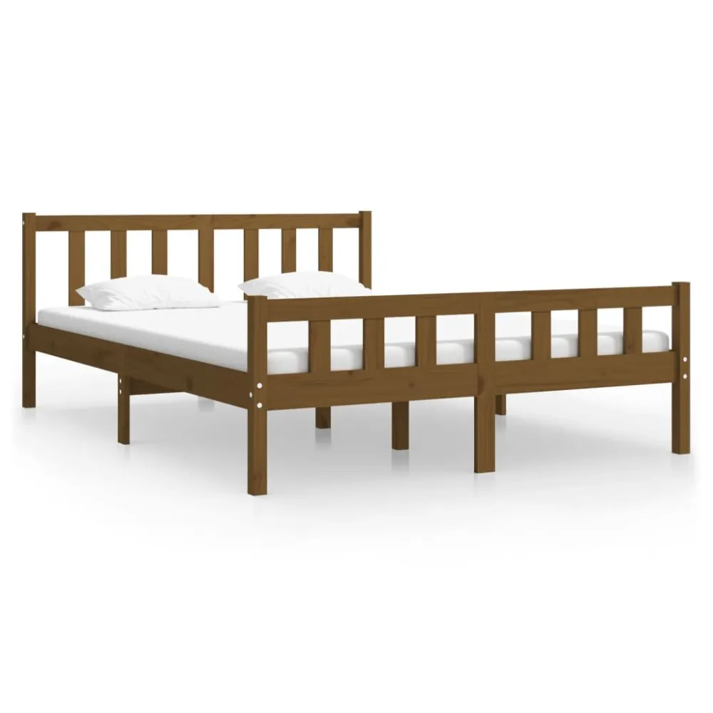 Bedframe massief hout honingbruin 140x190 cm