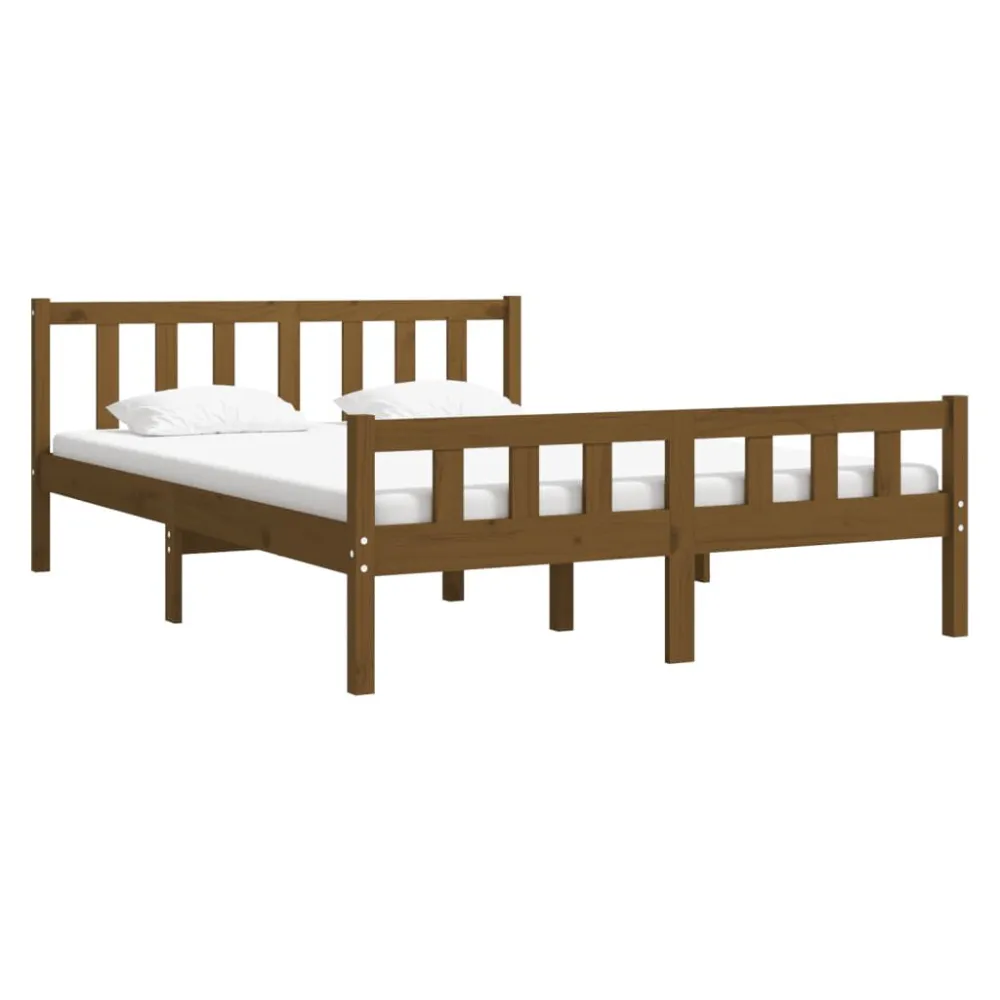 Bedframe massief hout honingbruin 140x190 cm