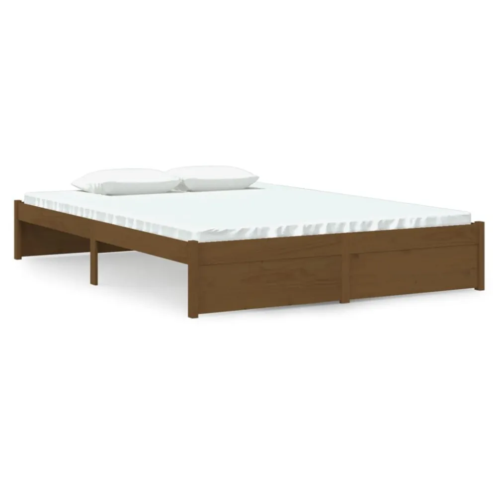 Bedframe massief hout honingbruin 140x200 cm