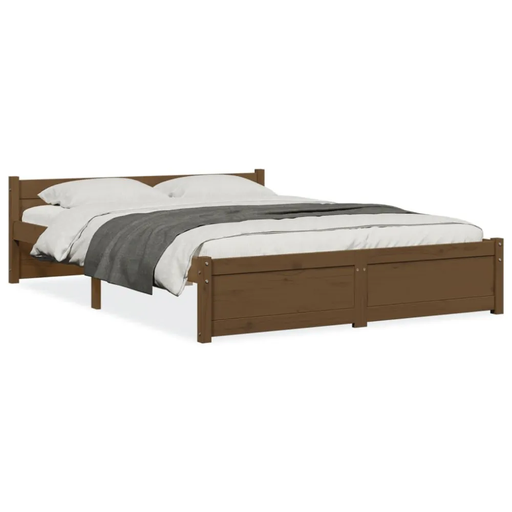 Bedframe massief hout honingbruin 140x200 cm