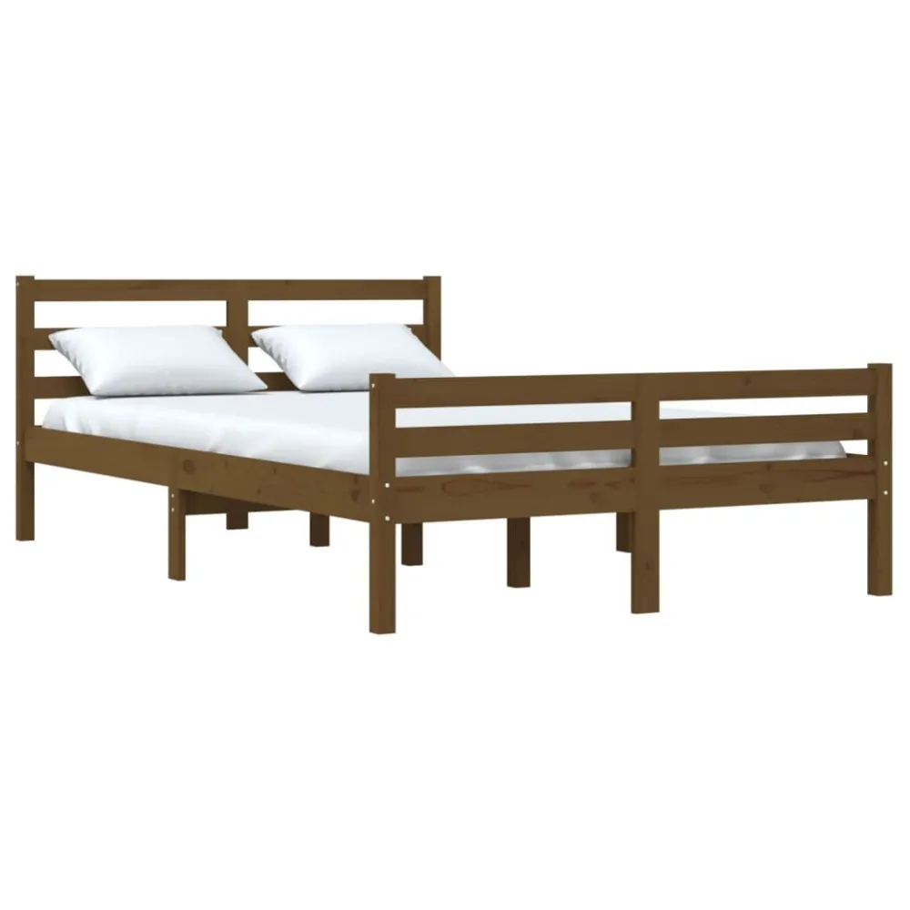 Bedframe massief hout honingbruin 140x200 cm