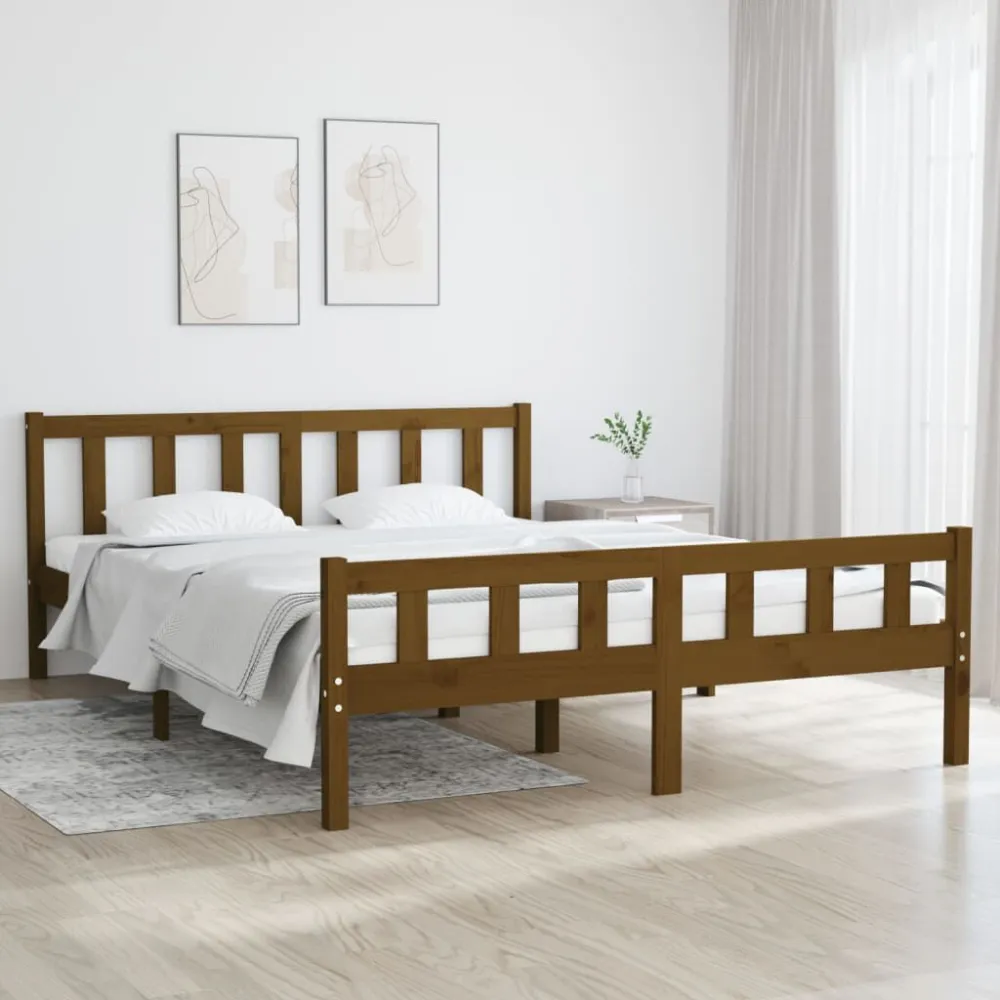 Bedframe massief hout honingbruin 140x200 cm