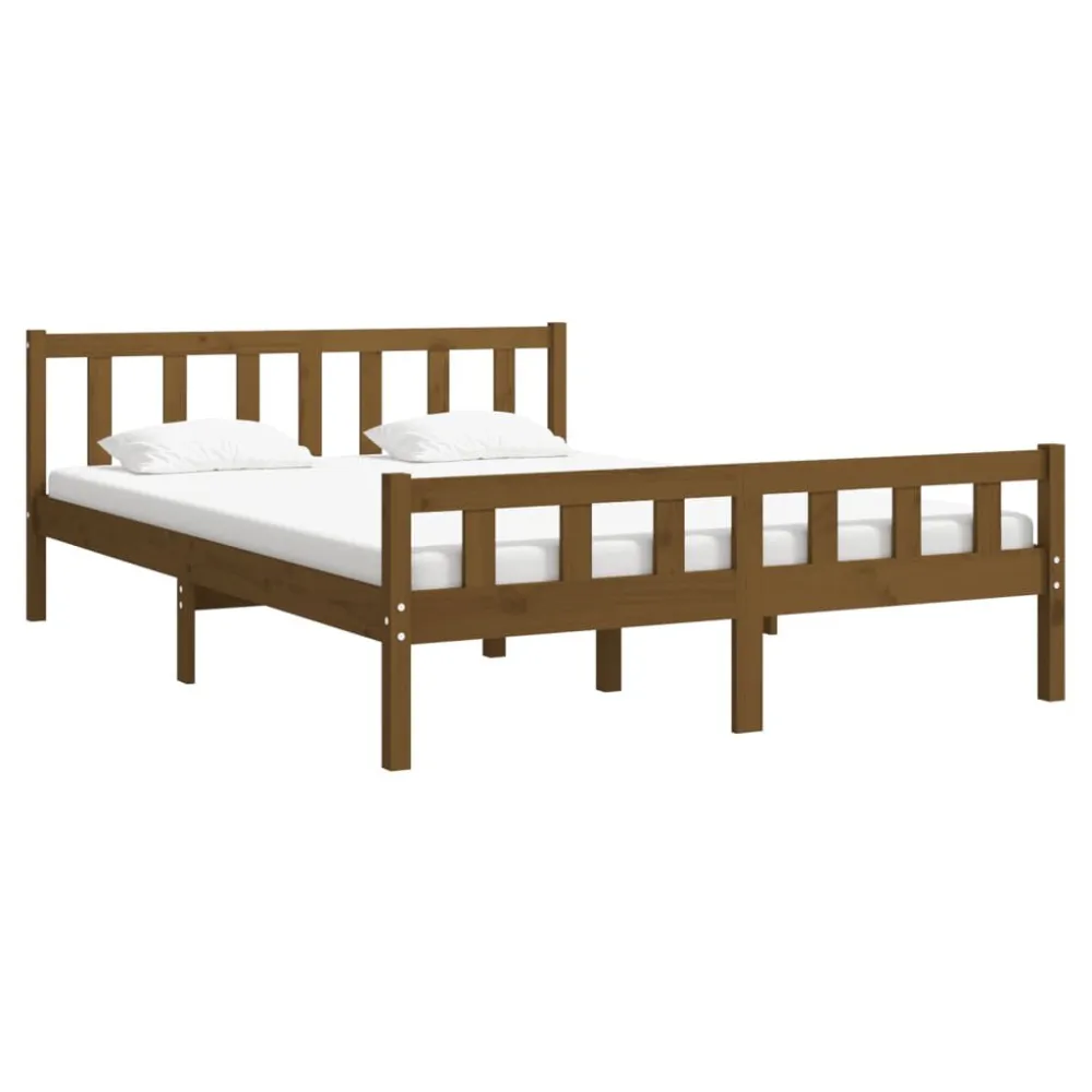 Bedframe massief hout honingbruin 140x200 cm