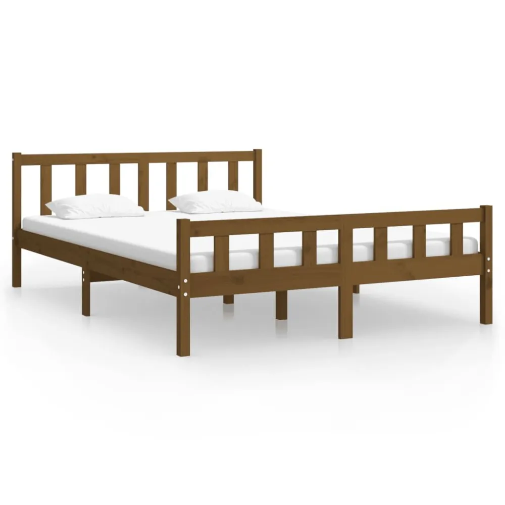 Bedframe massief hout honingbruin 150x200 cm