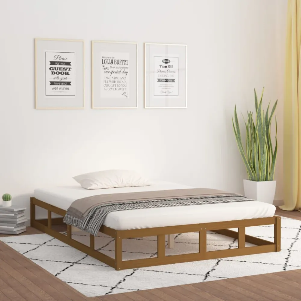 Bedframe massief hout honingbruin 150x200 cm