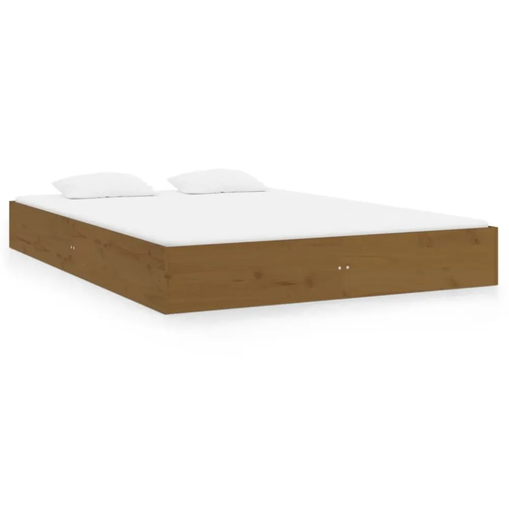 Bedframe massief hout honingbruin 150x200 cm