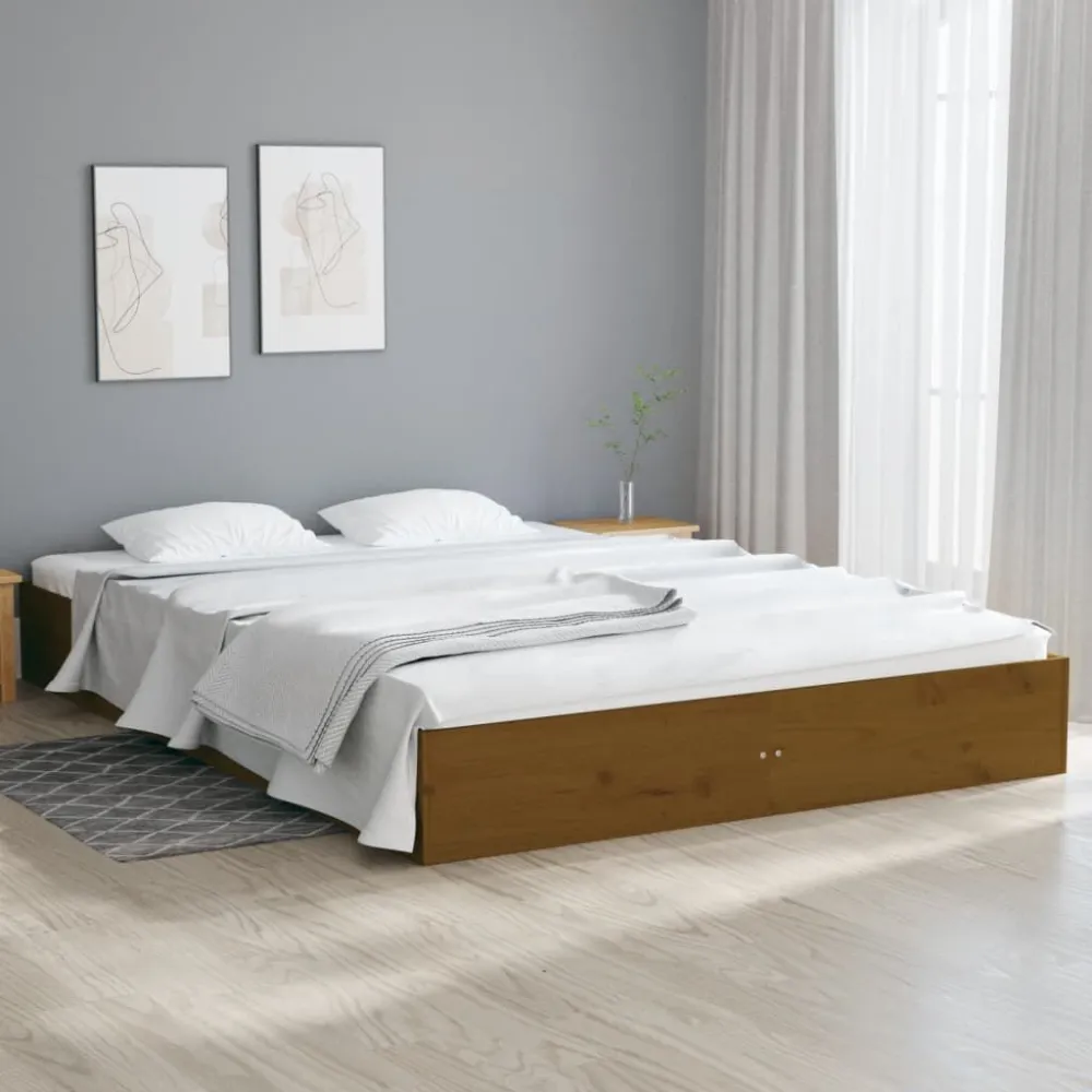 Bedframe massief hout honingbruin 150x200 cm