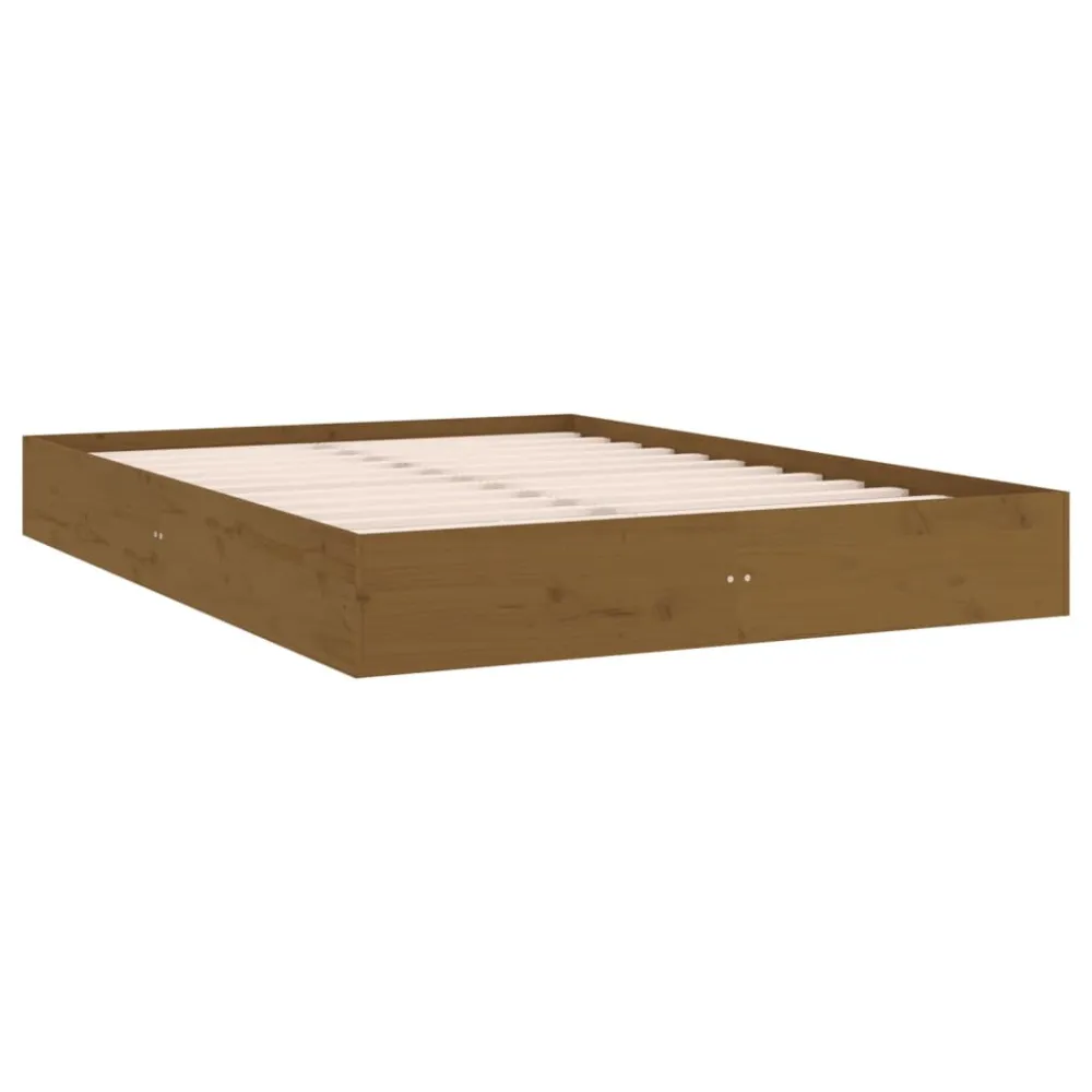 Bedframe massief hout honingbruin 150x200 cm