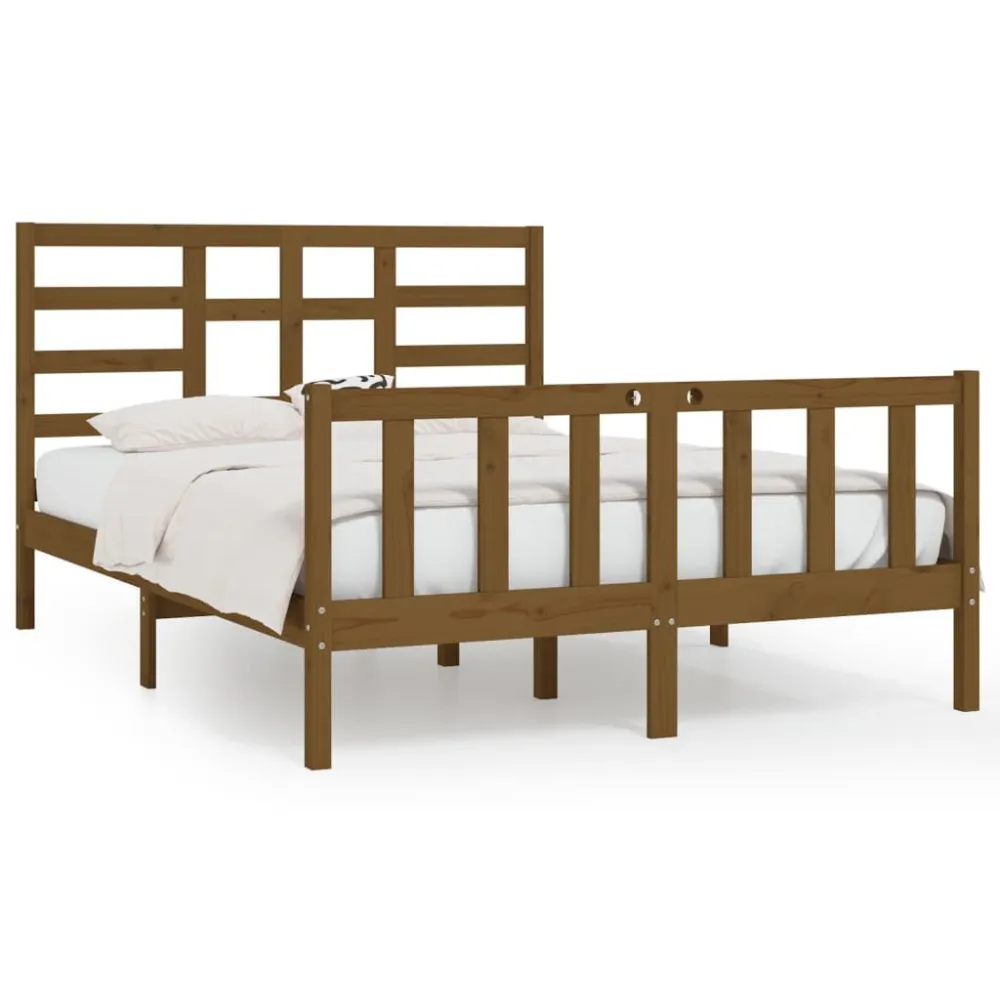Bedframe massief hout honingbruin 150x200 cm